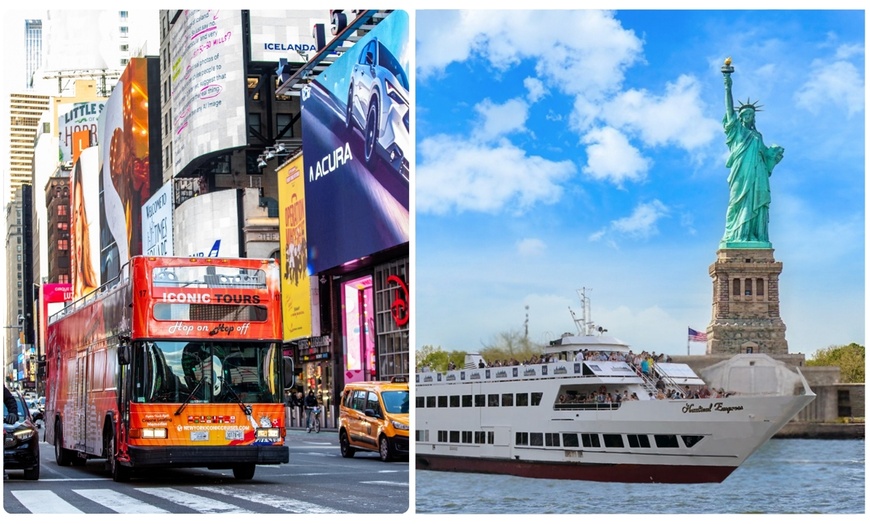 Image 1: Express Sightseeing Bus Tour with Statue of Liberty Boat Cruise Combo