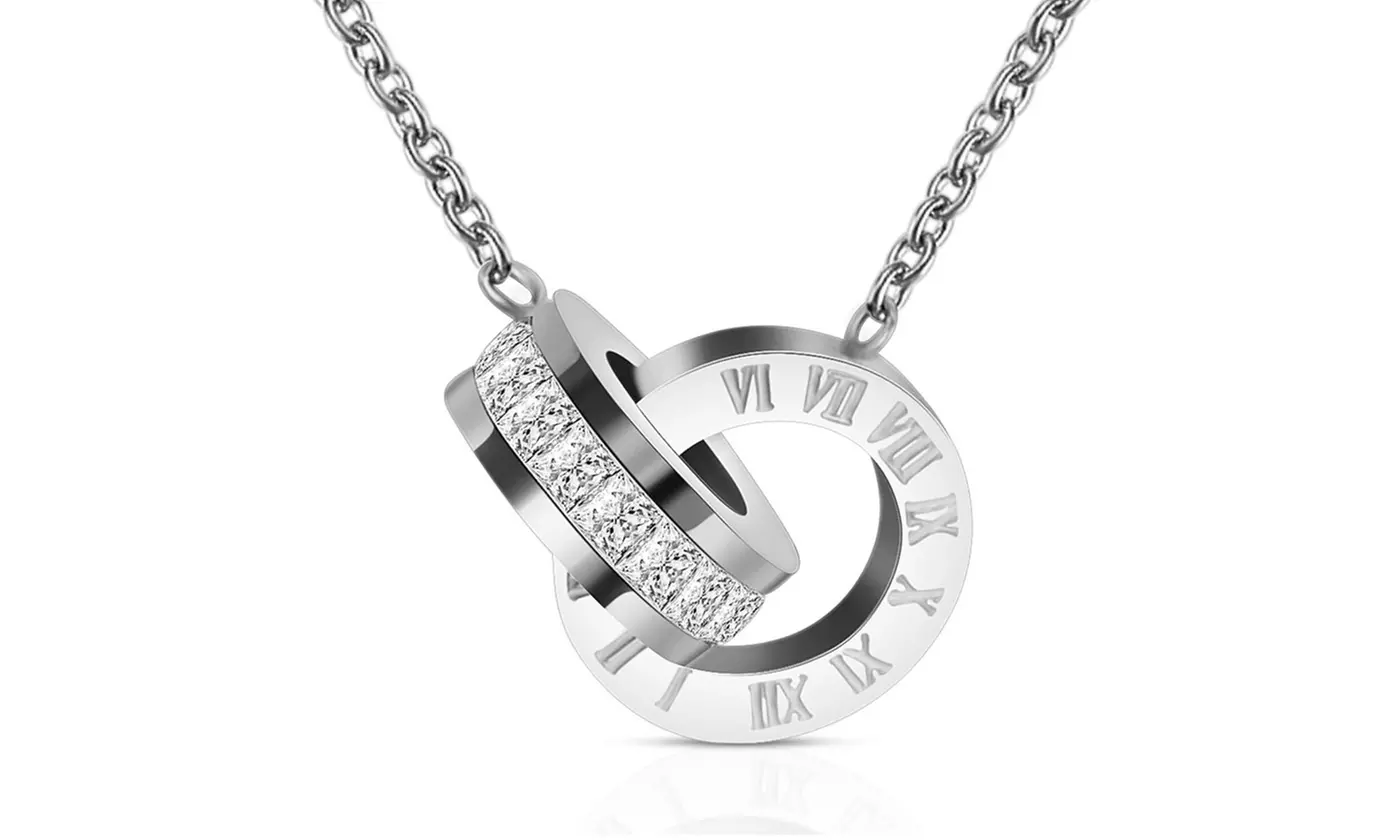 Get the Interlocking Double Rings Necklace by D MGald, a symbol of endless love, with up to 89% off - Second Medium