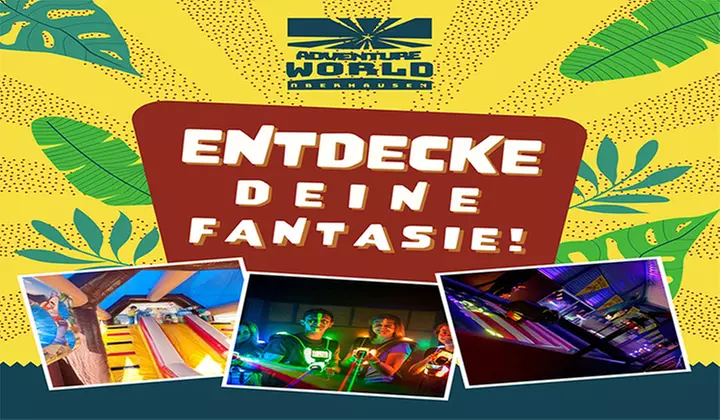 4 Std. Erlebniswelt inkl. Getränke-Flat & Eis für 2-6 Pers. bei Adventure World Oberhausen (bis zu 39% sparen) - Primary Image