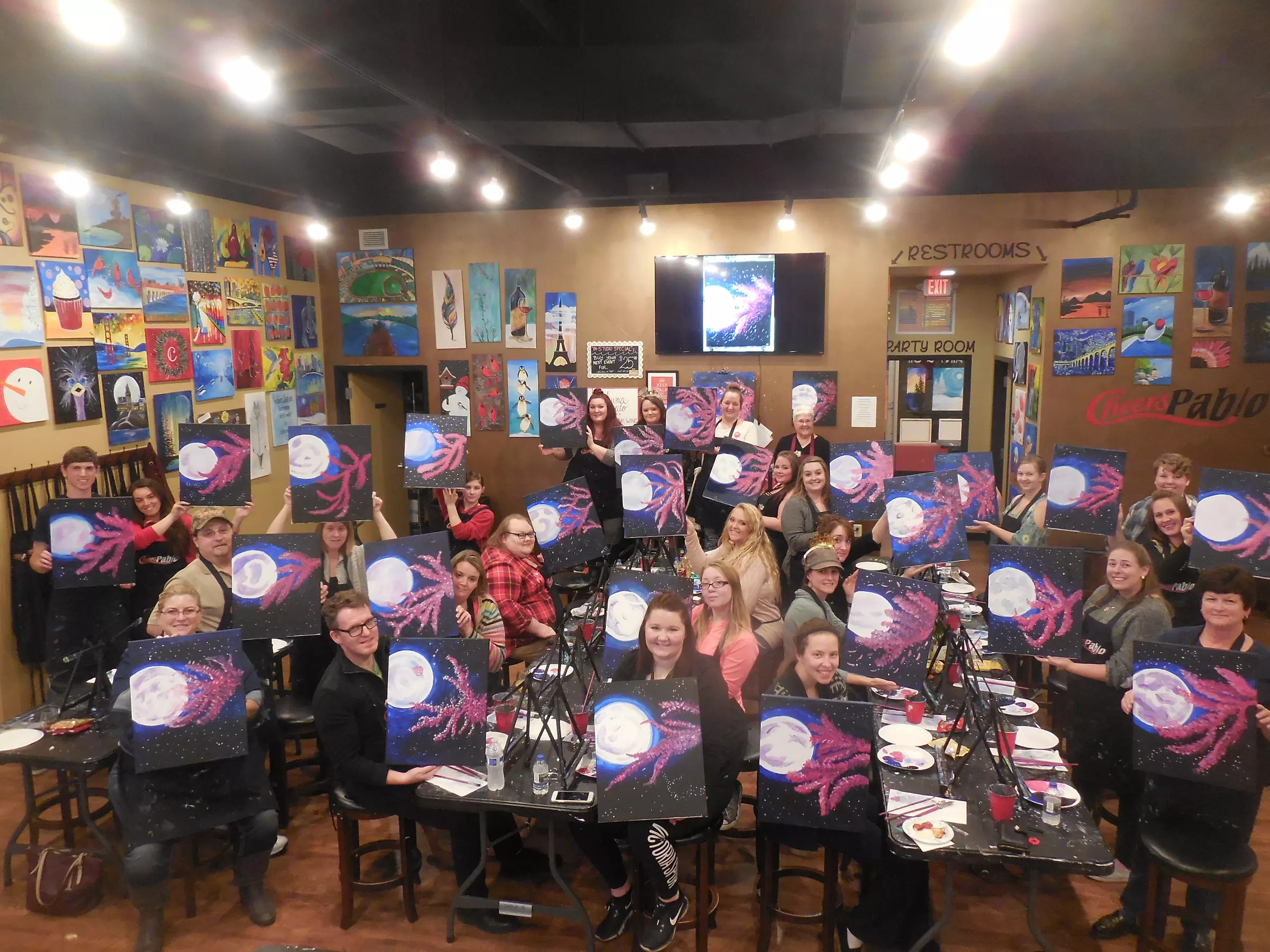 Unleash Your Inner Artist at Painting Class w/ Chips & Bottled Water for 1 or 2 at Cheers Pablo at Up to 38% Off