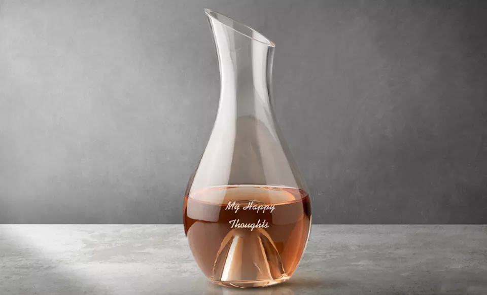 Custom wine carafes with sleek, modern design and initials