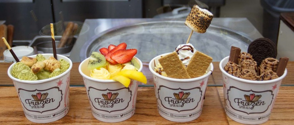 Enjoy Mini, Small Rolled or Family Ice Cream w/ Your Favorite Mix-Ins