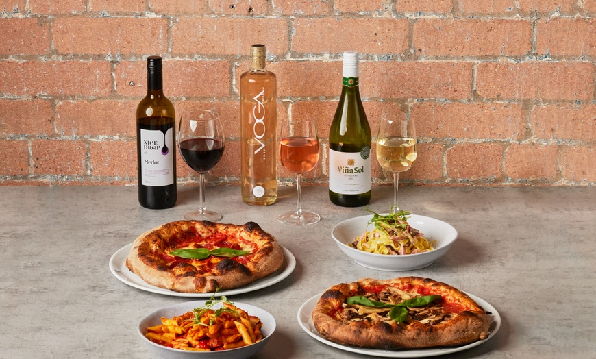 Image 1: Pizza or Pasta and Bottle of Wine at Garlic & Thyme