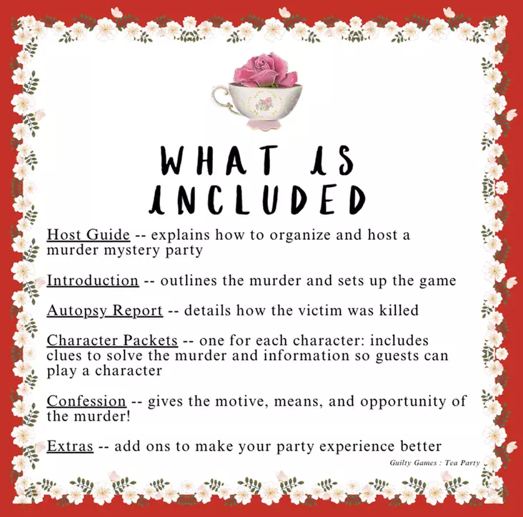 10-15 Player Digital Tea Party Murder Mystery Game for Instant Fun at Guilty Games (Up to 33% Off) - Second Medium