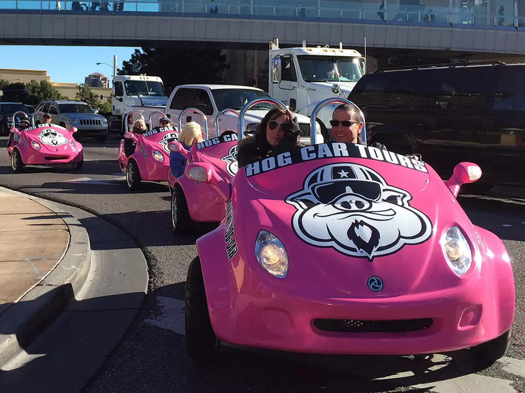 Tour for 2 in a Pink Hog Car Scooter+ Food Samples +2Souvenir T-Shirts
