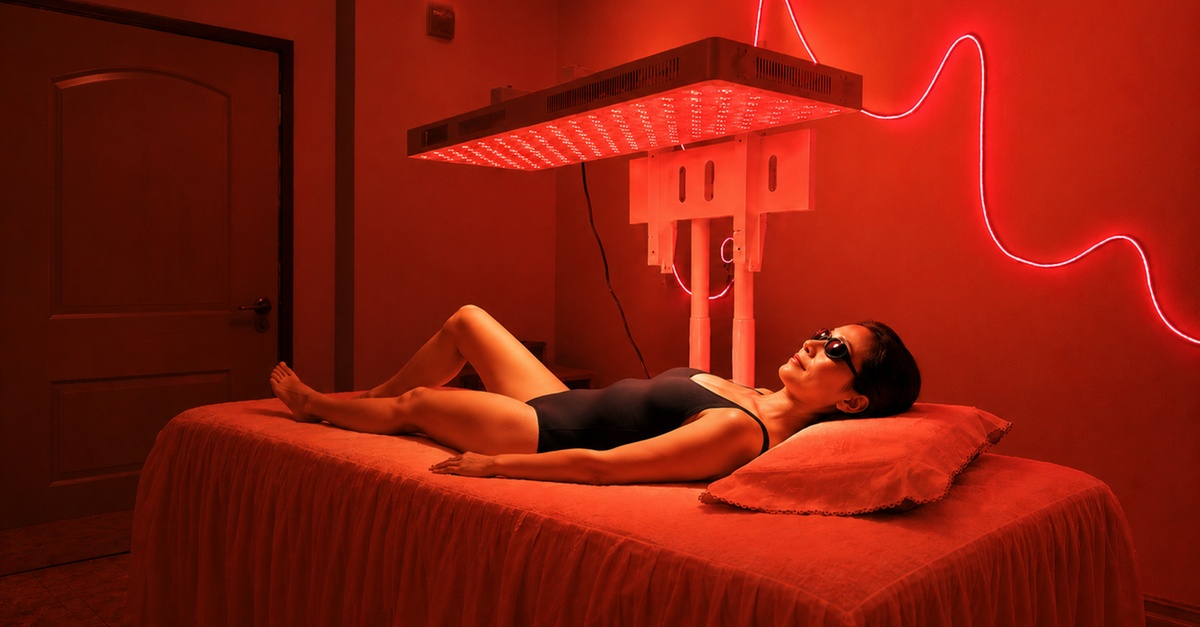 One Red Light Therapy Session and Warm Himalayan Salt Hot Compress for Body Relaxation (Up to 84% Off)