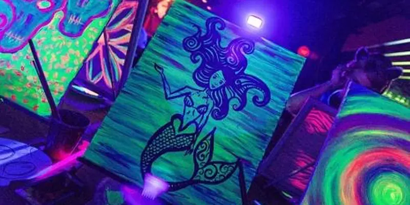 Up to 54% Off NEON Blacklight Paint & Sip at Oblivion Art House