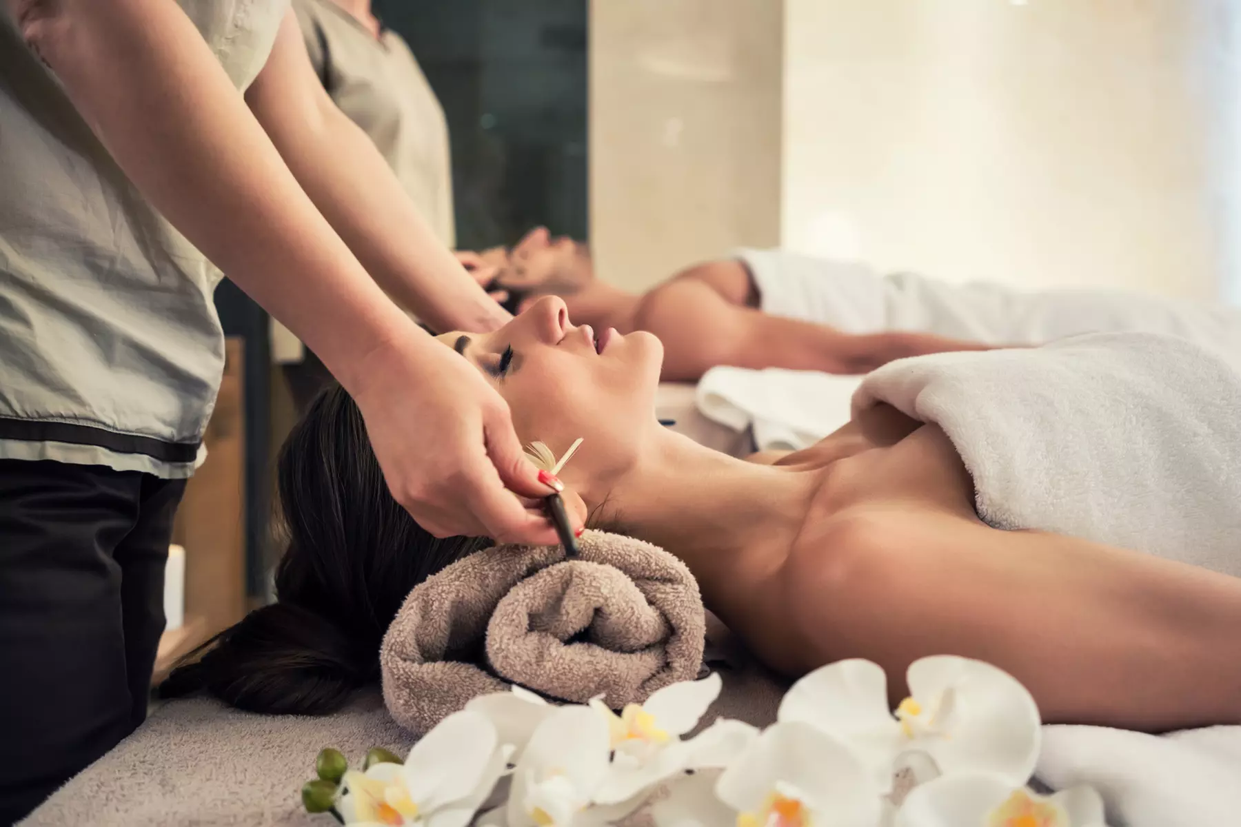 Duo Back Massage, Facial Treatments, Appetizers & Wine
