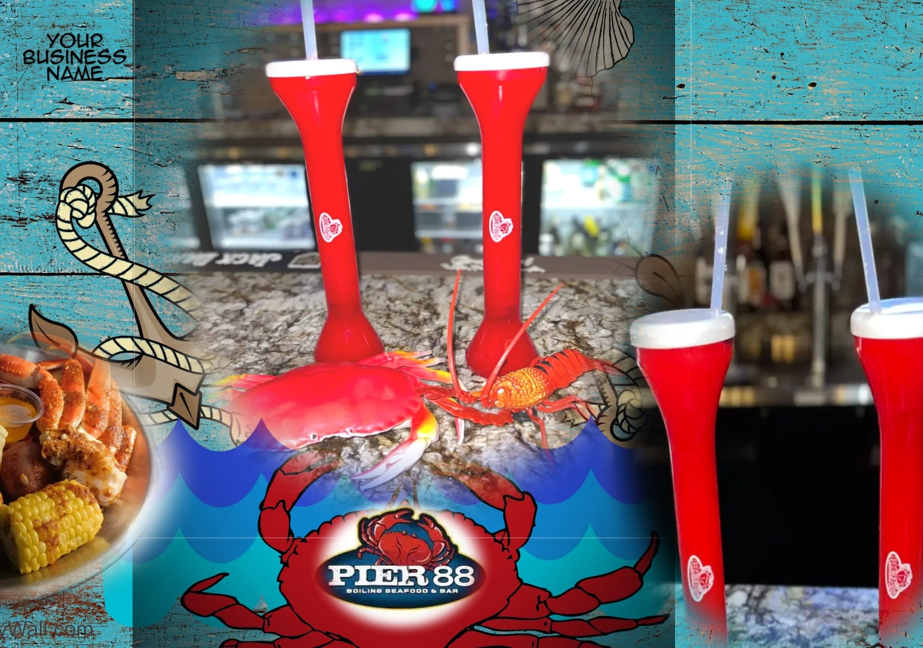 Enjoy Seafood with 28-oz Yard Drinks and Appetizers