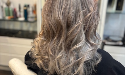 Haircut, partial highlights (no toner), deep hair treatment, dry - Hair by Mariia