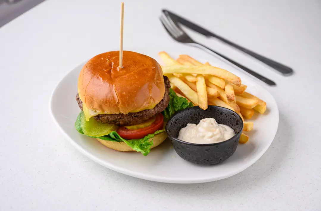 Satisfying Burger with Chips for One with Optional Drink for Two