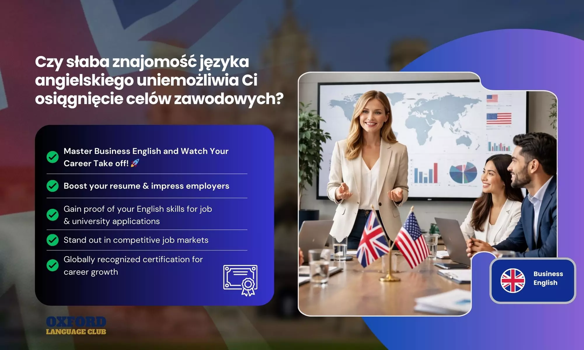 Kurs języka angielskiego z Oxford oraz akredytowany certyfikat