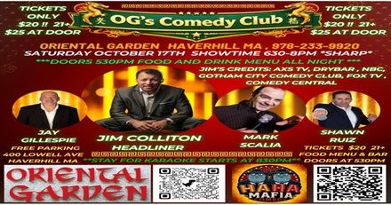 One Ticket - General Admission - Oct 24 at 6:30 PM - HAHA MAFIA COMEDY LLC - Haverhill, MA