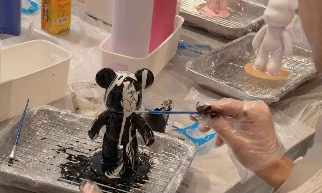 Create 1 or 2 Fluid Bear / Cream Glue Keychain or 9x12 Fluid Canvas