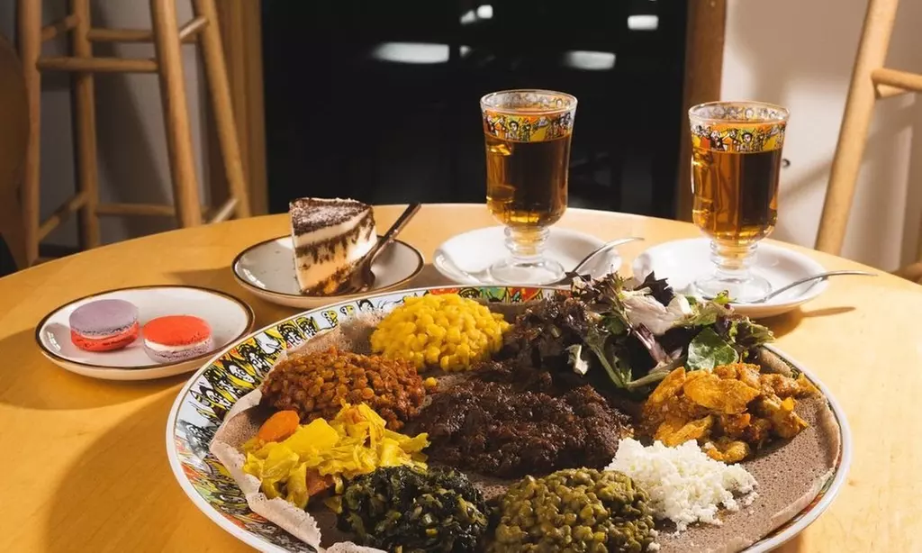 A Shareable Vegan, Gluten Free Sampler Plater with Tea Pot at Kaffa Coffee & Wine Bar (Up to 35% Off) - Primary Image
