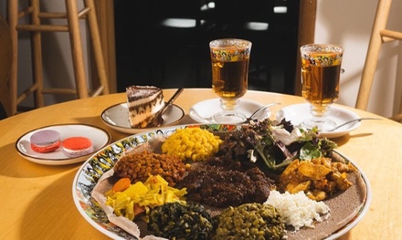 A Shareable Vegan, Gluten Free Sampler Plater with Tea Pot - Kaffa Coffee & Wine Bar