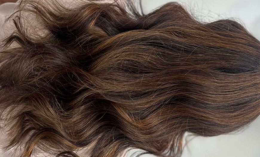 Image 1: Haircut, Root Touch-Up, Men’s Haircut, and Half Highlights Packages