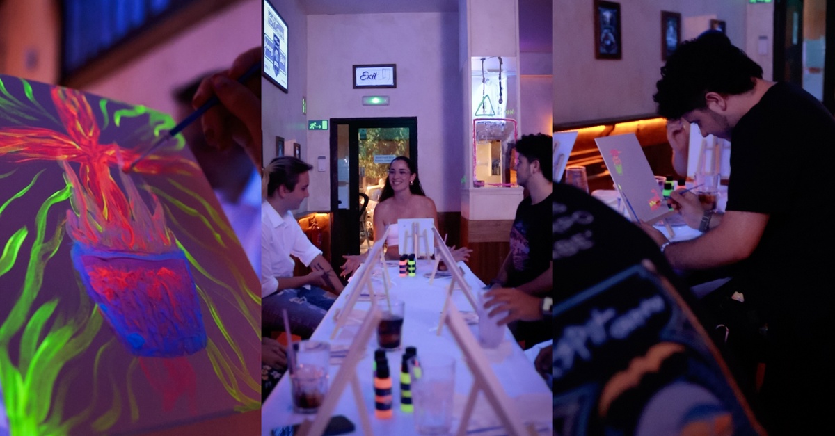Fiesta de pintura neón en Valencia con bebida o cava