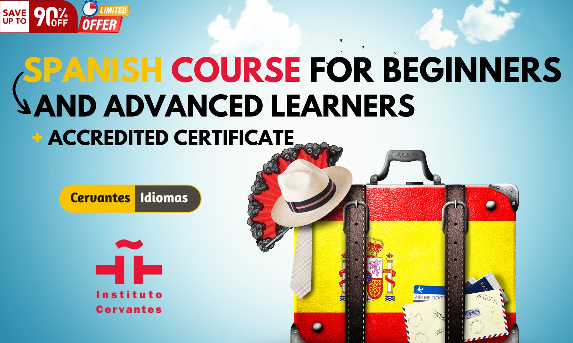 Online Spanish course (accredited certificate included) up to 90% Off