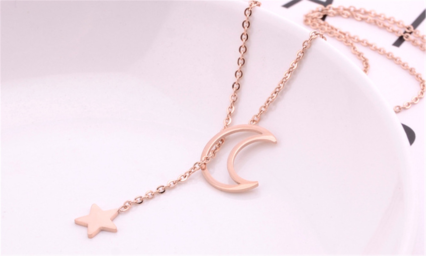 Crescent Moon Pendant Charm Necklace in One or Two Options