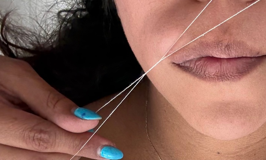 Image 1: Experience Full Face Threading Including Eyebrow, and Lips