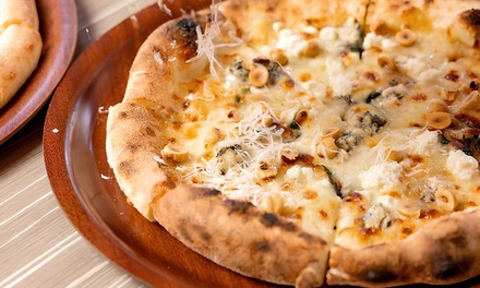 Two Pizzas including a Bottle of House Wine for Two People - The Rawson