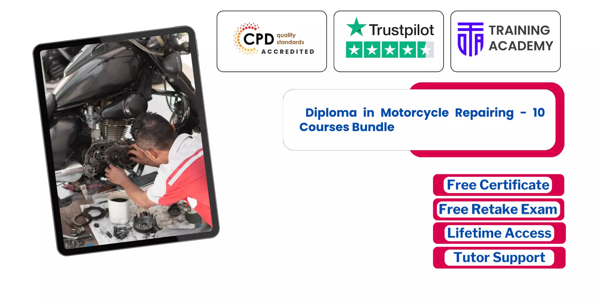 Online Motorcycle Repair Courses: 10-Course Diploma, Mechanic, Safety, or Lifetime Access (Up to 75% Off) - Primary Image
