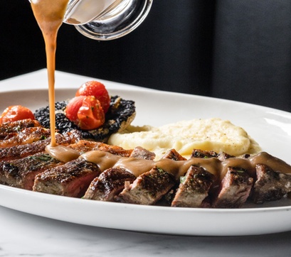 Premium Steak, Sides, Sauce Mojito or Drink for or Meat