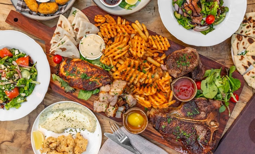 Image 1: Meal & Cheers: 2-Course Meal with Sides & Drinks for Two, Four, or Six