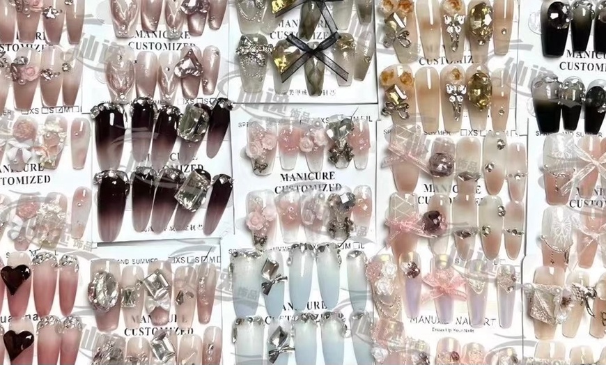 Image 2: Get Fancy with 2D Fancy or 3D Luxury Diamond Handmade Press on Nails at Ms Young (Up to 76% Off)
