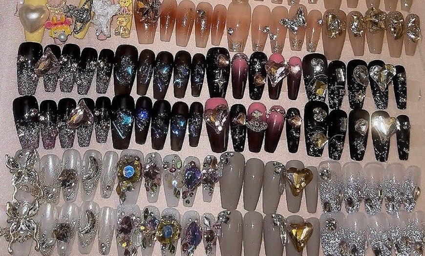 Image 4: Get Fancy with 2D Fancy or 3D Luxury Diamond Handmade Press on Nails at Ms Young (Up to 76% Off)