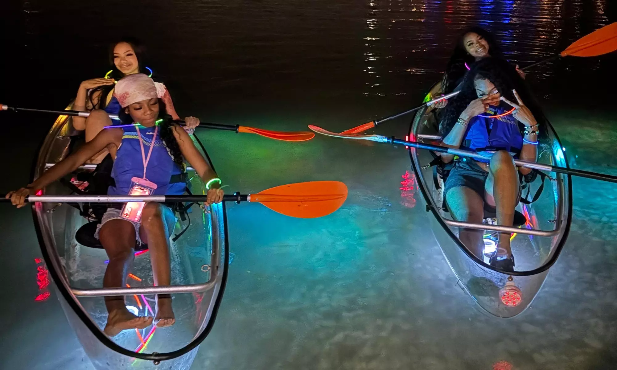 One or Two One Hour Nighttime Glow Kayak Rentals