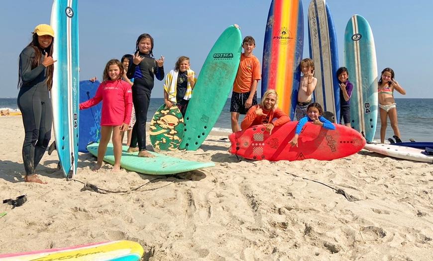 Image 1: One Day or Full Week of Kids Surf Camp Ages 8 and Up (Up to 32% Off)