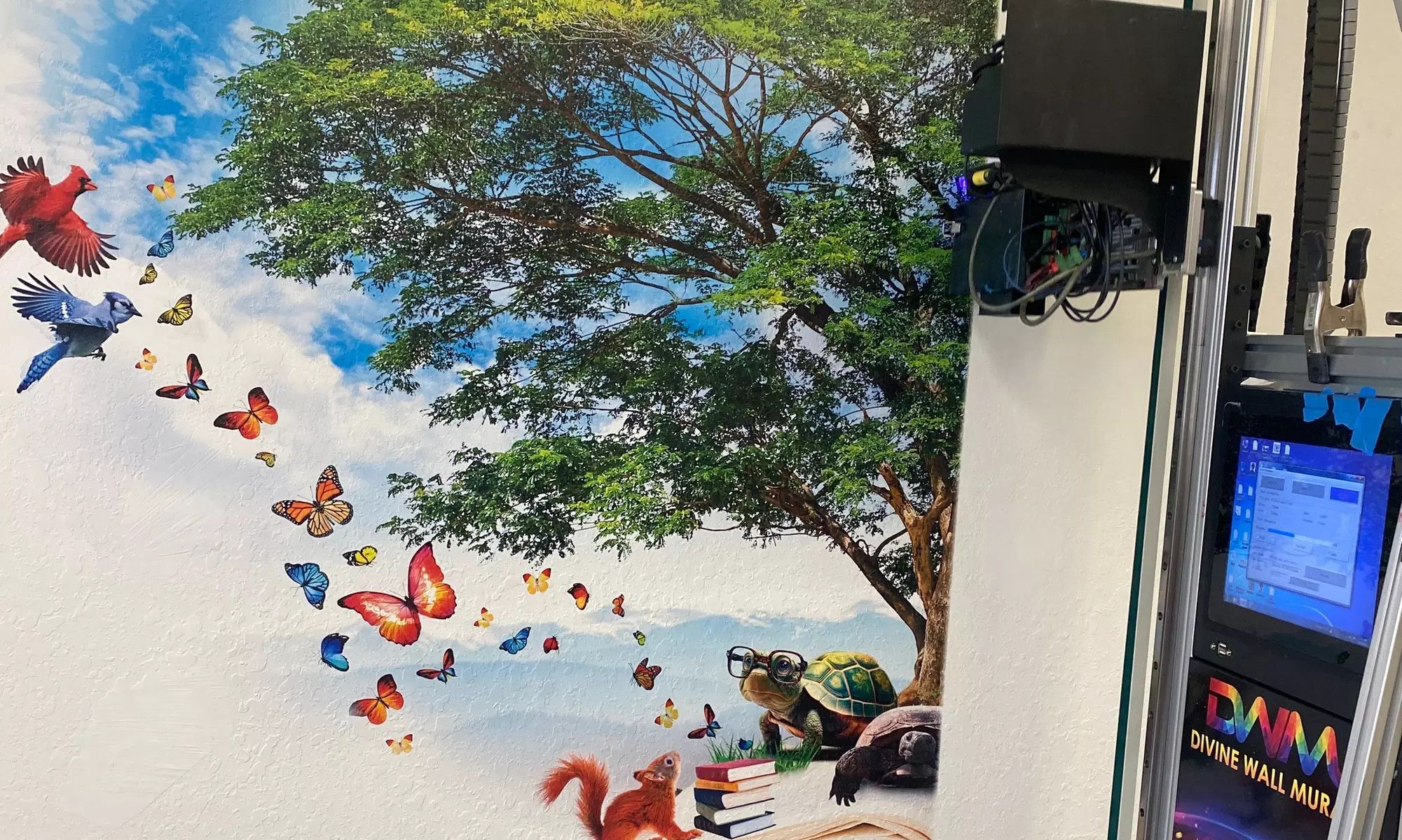 Interior Mural Installation with Vertical Wall Printer: 4’x3’ or 5’x6’