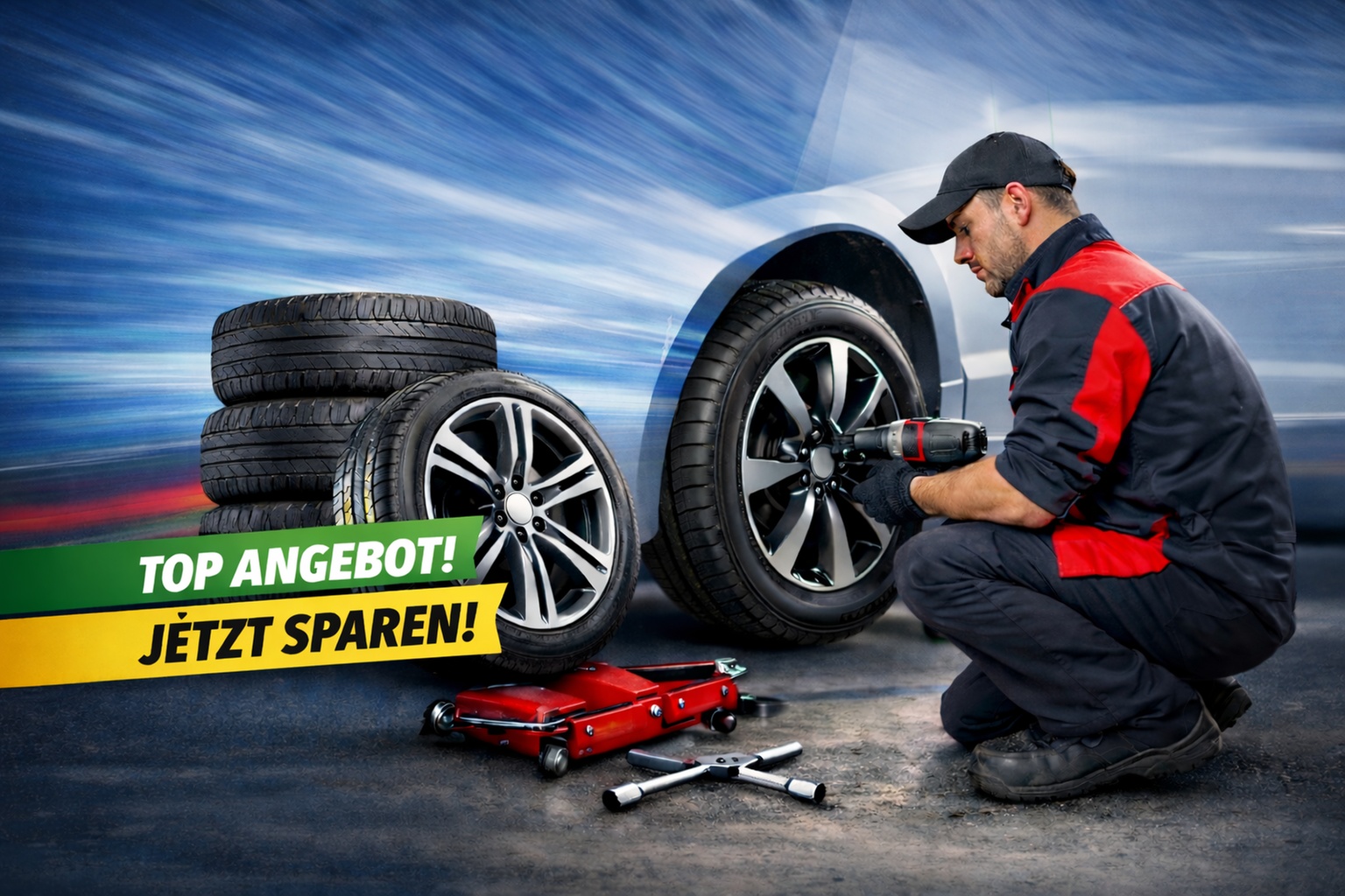 Radwechsel mit Drehmomentkontrolle und Reifendruckkontrolle für 1 PKW