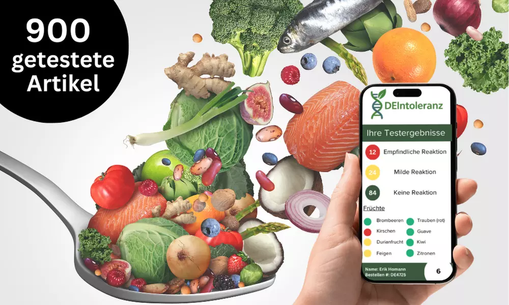 Teste deine Lebensmittelverträglichkeit von bis zu 900 Lebensmitteln