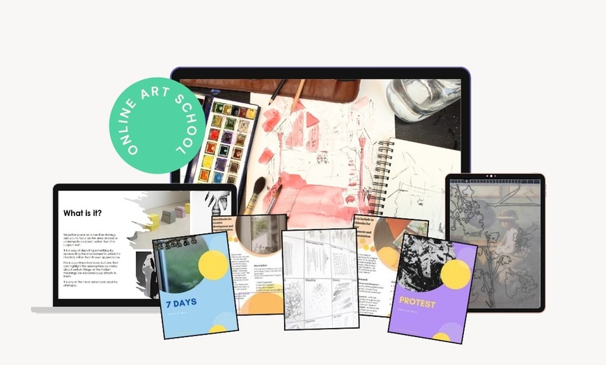 Image 1: Online Art School Subscription:1-or 3-Months or 6 months+1:1 Mentoring