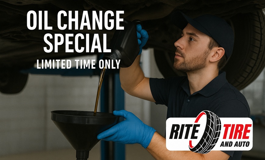 Image 1: Up to 70% Off on Synthetic Oil Change at Rite tire & auto