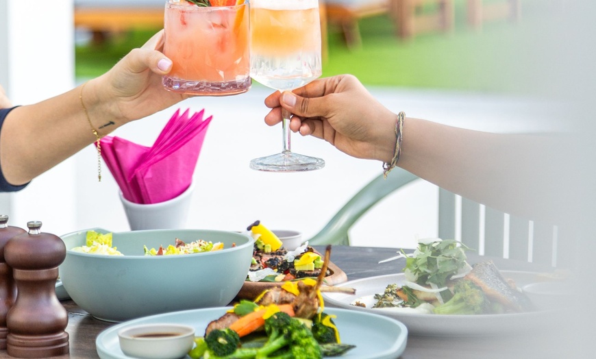 Image 5: Premium 3 Course Menu +Water w/ Optional 1 Glass - Grape or Pool/Beach