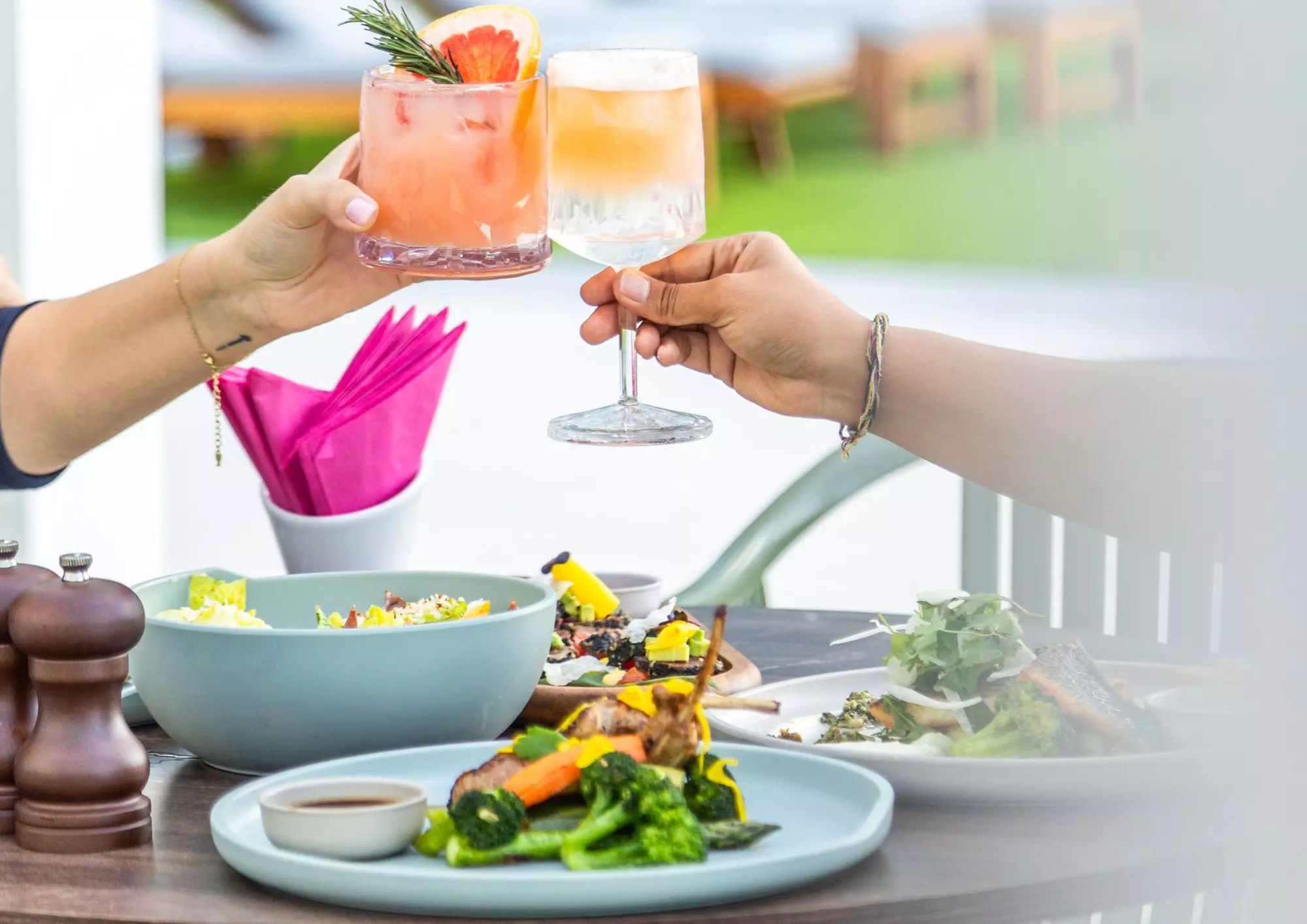 Premium 3 Course Menu +Water w/ Optional 1 Glass - Grape or Pool/Beach