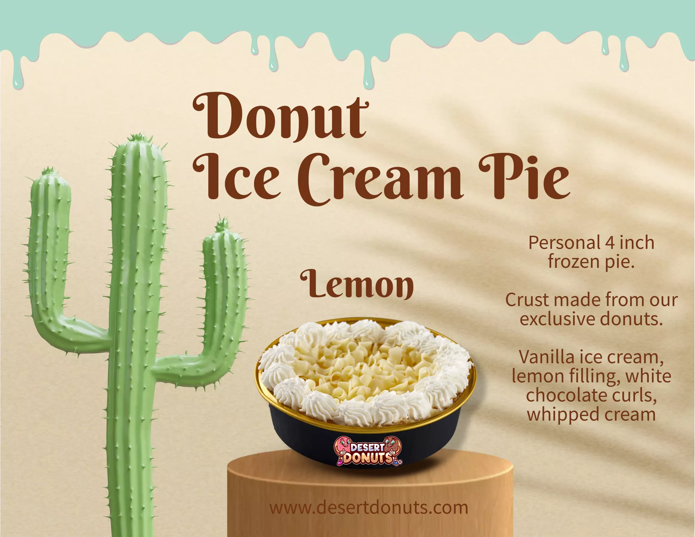 50% off One 4-Inch Donut Ice Cream Pie - 8 Flavors to Choose From