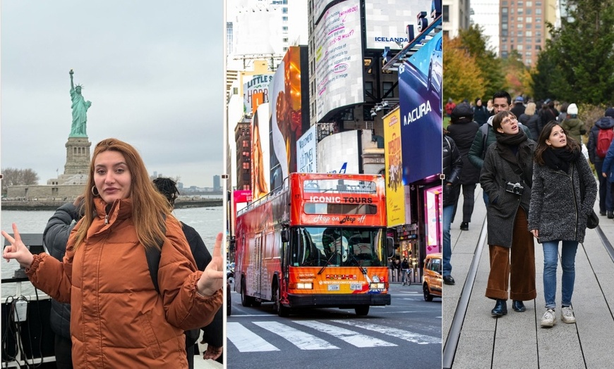 Image 1: 3 Tours-1 Pass: Guided NYC Bus, Liberty Statue Cruise & Walking Tour