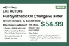 Up to 39% Off on One Full Synthetic Oil Change with Brake Inspection at Lux Motorsco