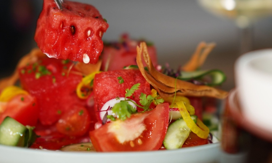 Image 3: Premium 3 Course Menu +Water w/ Optional 1 Glass - Grape or Pool/Beach