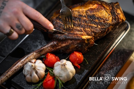 1,2 Kilo Tomahawk-Steak auf dem Lava-Stein mit Beilage und Sekt für 2 Personen (einlösbar ab dem 01.11.2025) - Bella' Swing The Golf Restaurant