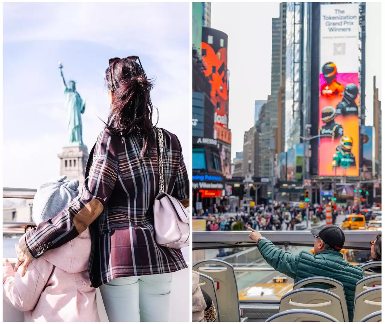 Double Views: NYC Night Bus Tour and Free Statue of Liberty Day Cruise