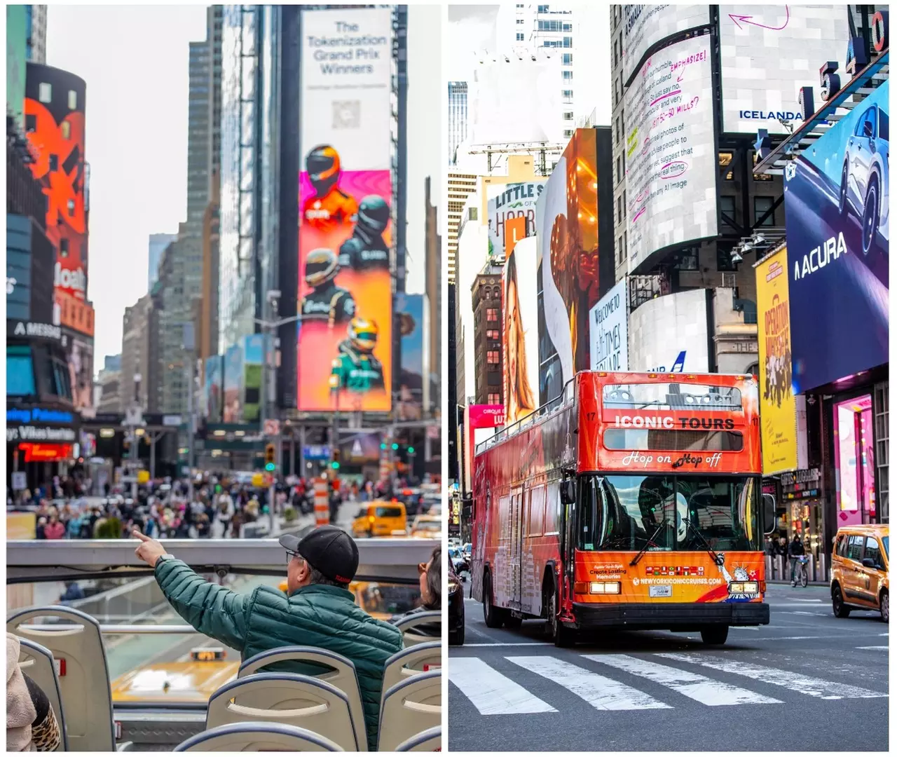 Double Views: NYC Night Bus Tour and Free Statue of Liberty Day Cruise
