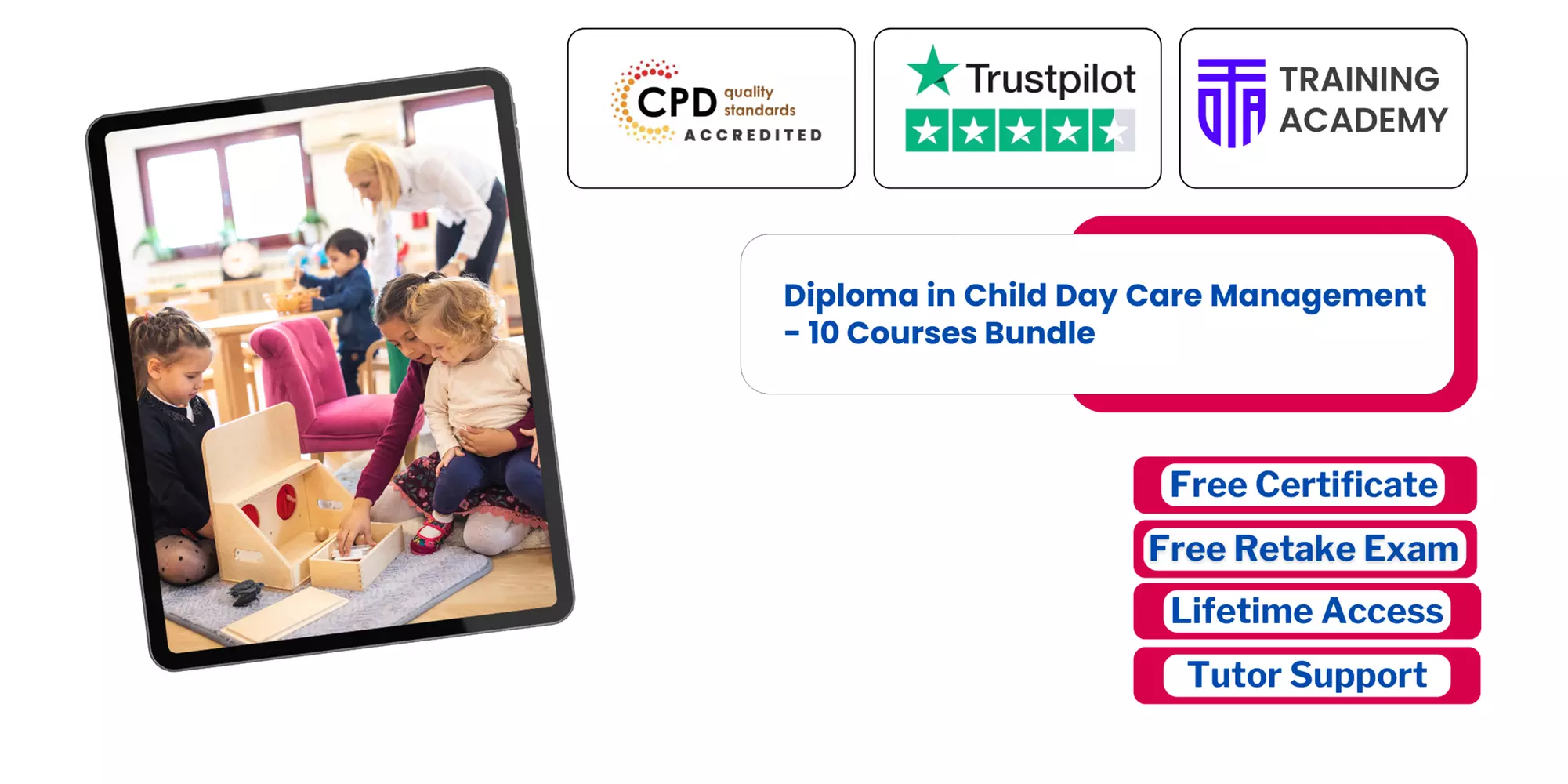 Child Day Care Management Diploma Bundle with Child Psychology, First Aid & Lifetime Access (Up to 75% Off) - Primary Image