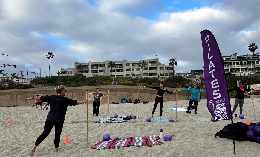 Image 2: Join a Beach Yoga, Sunset Barre & Yin Yoga Class on the Beach 