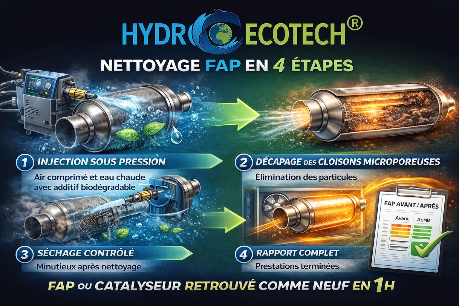 Nettoyage et régénération de filtre à particules ou catalyseur
